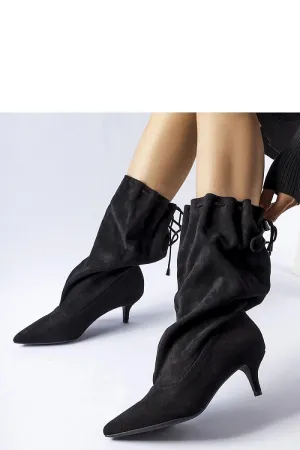 Beige slip-on low heel boots