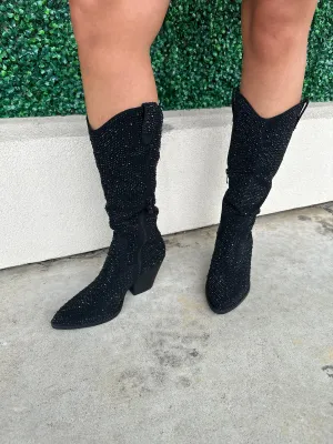Black Bling Boots