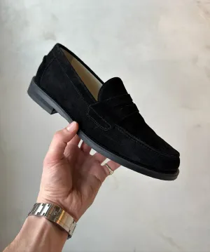 Black Suede Leather Giorno Loafers - Loafers Shoes