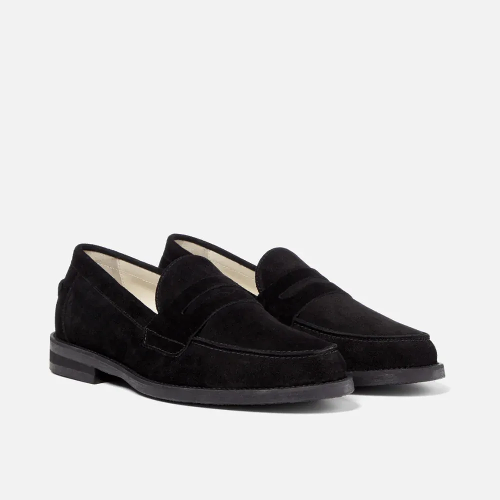 Black Suede Leather Giorno Loafers - Loafers Shoes