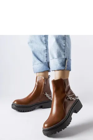 Brown ankle boots with a chain