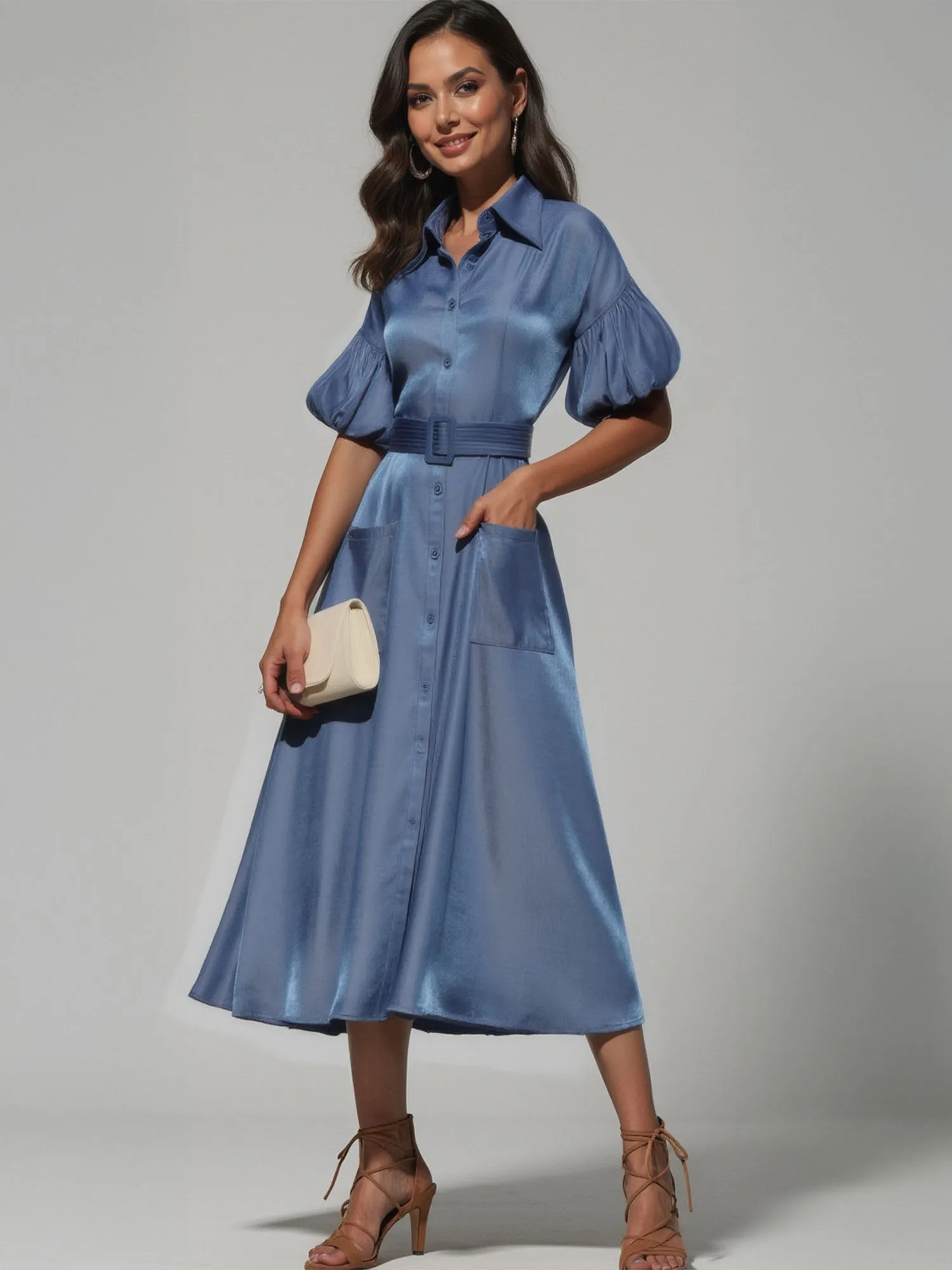 Collared Button Down Denim Sun Dress