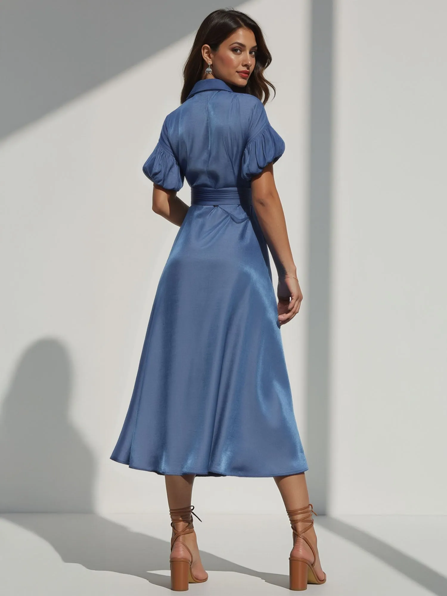 Collared Button Down Denim Sun Dress