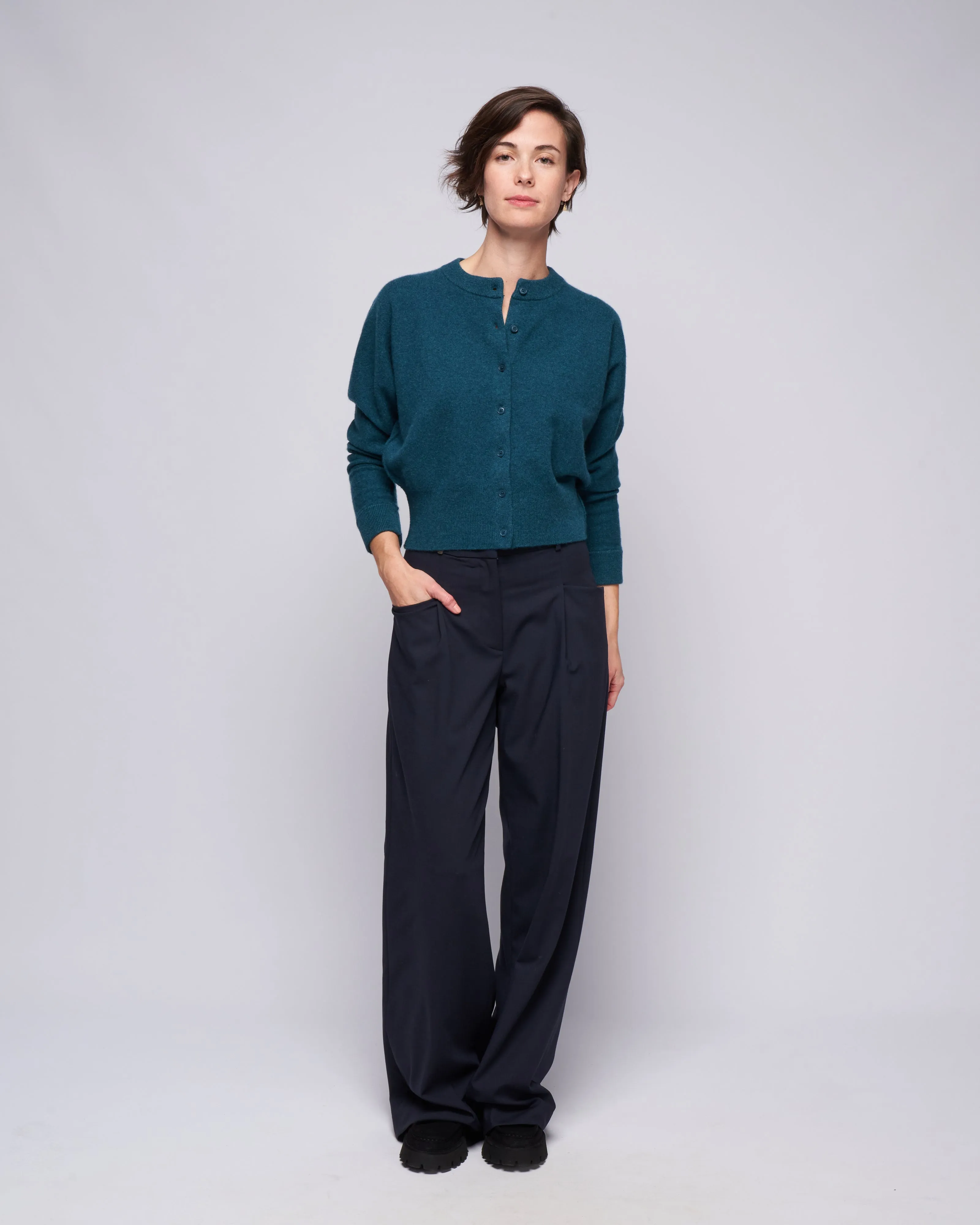 cropped cardigan - pine