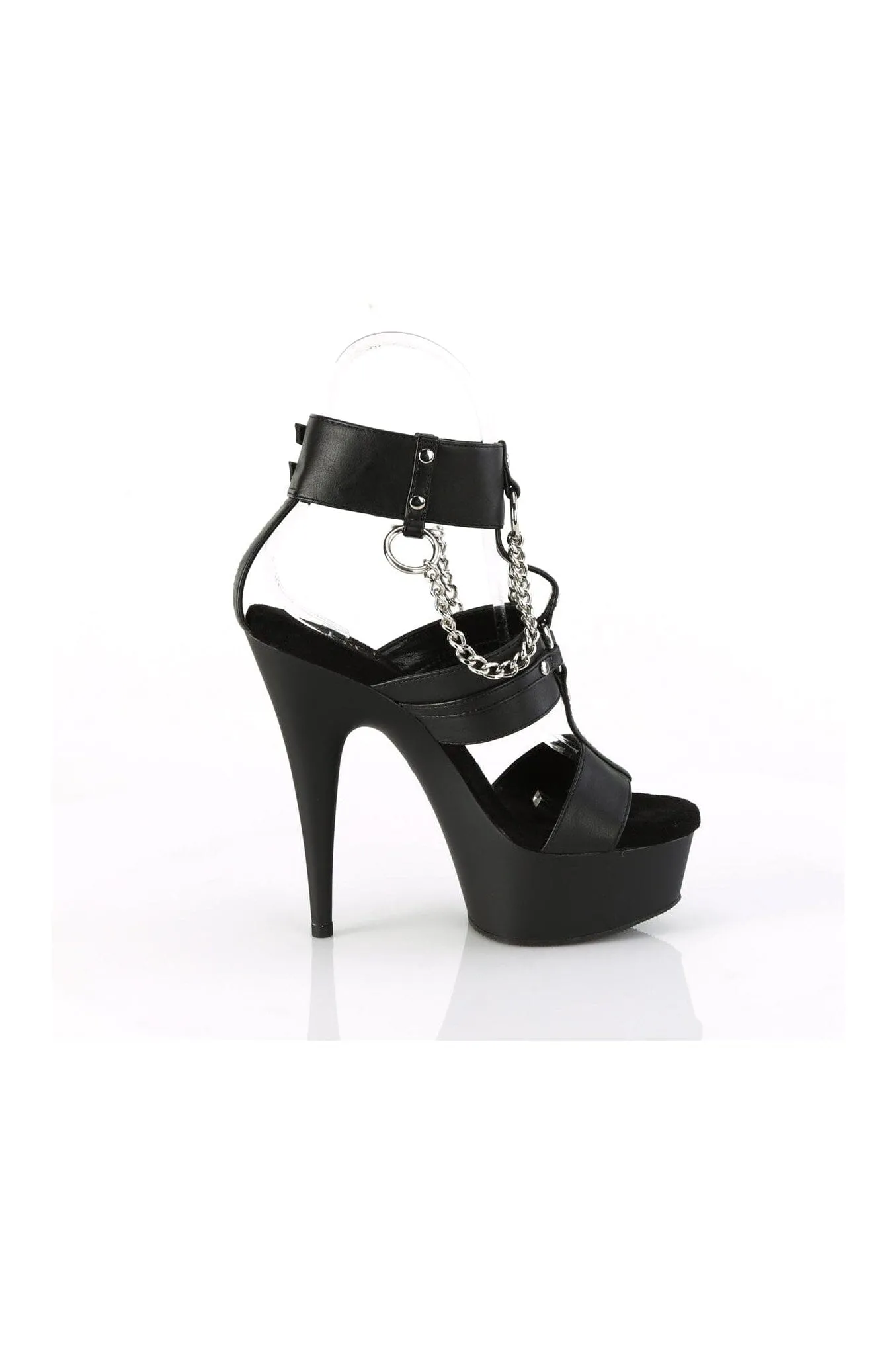 DELIGHT-661 Black Faux Leather Sandal