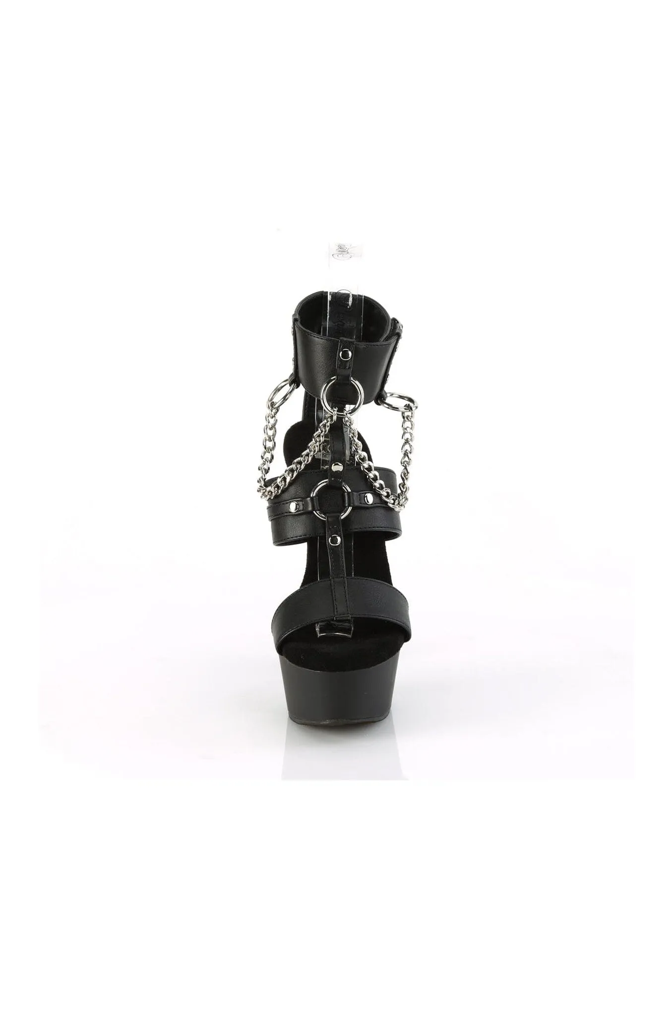 DELIGHT-661 Black Faux Leather Sandal