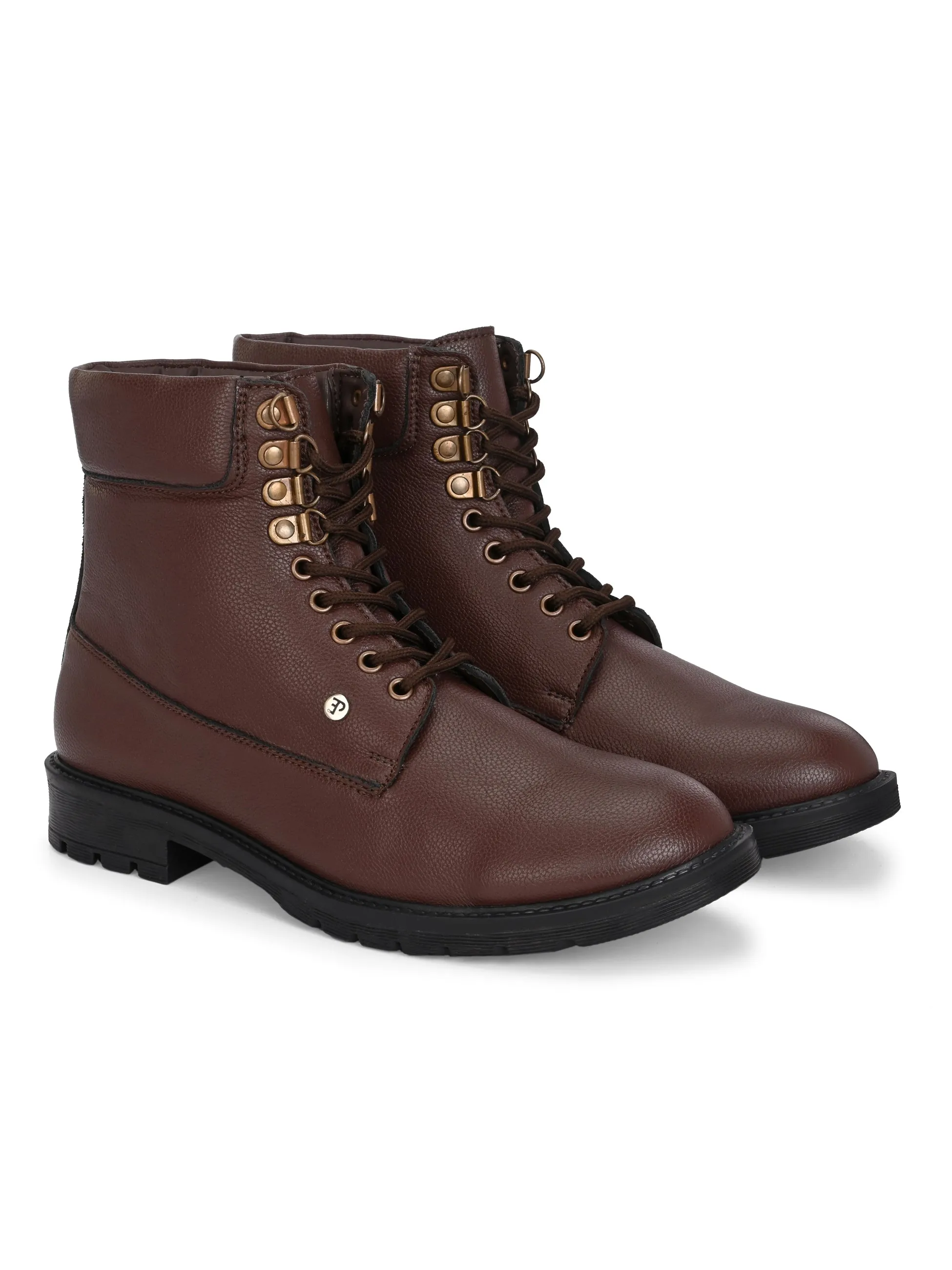 El Paso Men Faux Leather Casual Lace Up Boots