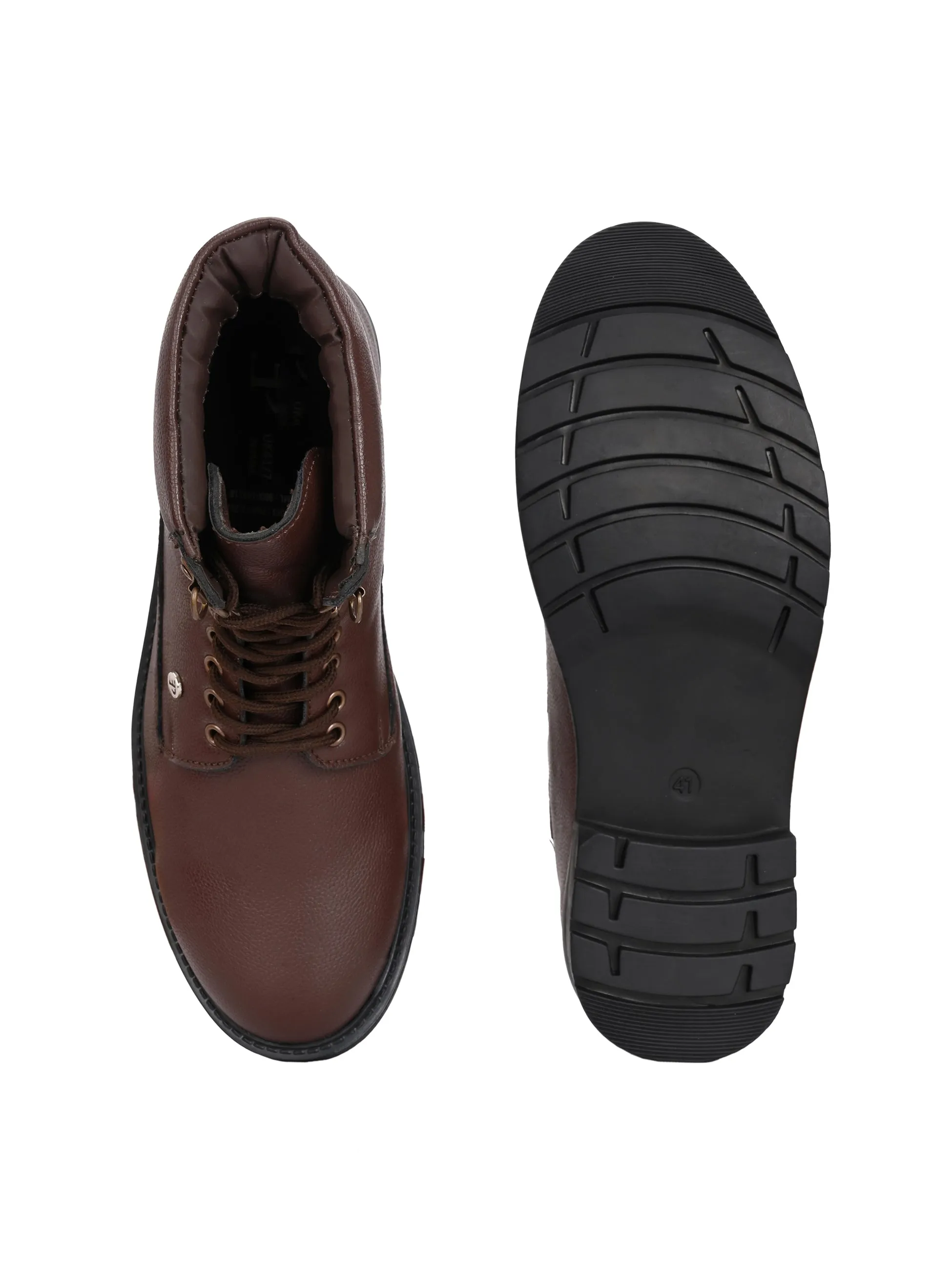 El Paso Men Faux Leather Casual Lace Up Boots