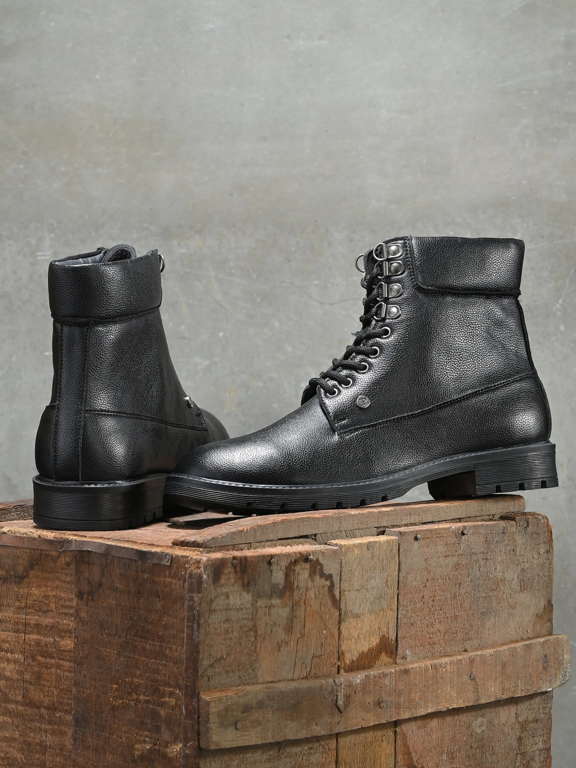 El Paso Men Faux Leather Casual Lace Up Boots