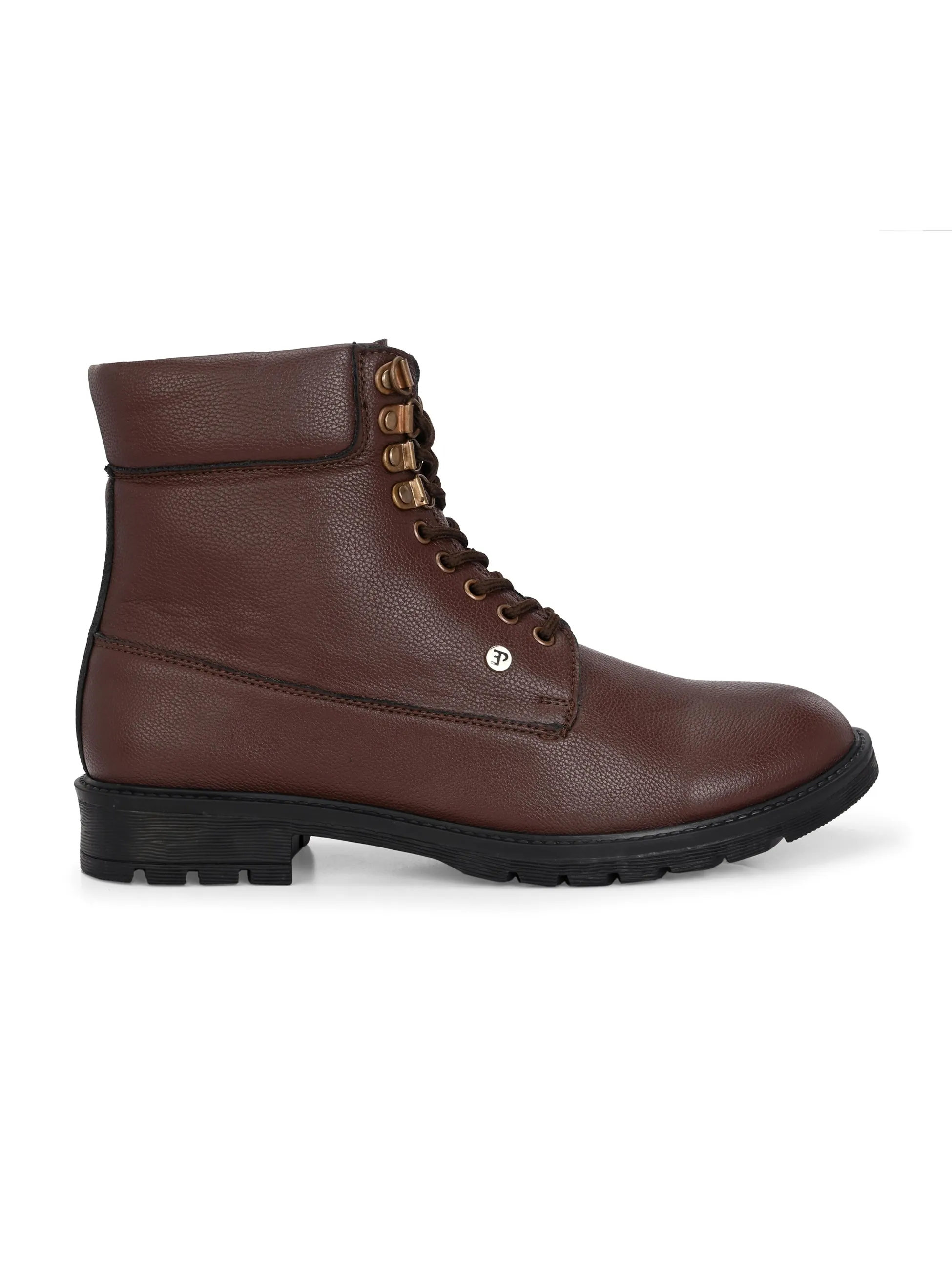 El Paso Men Faux Leather Casual Lace Up Boots