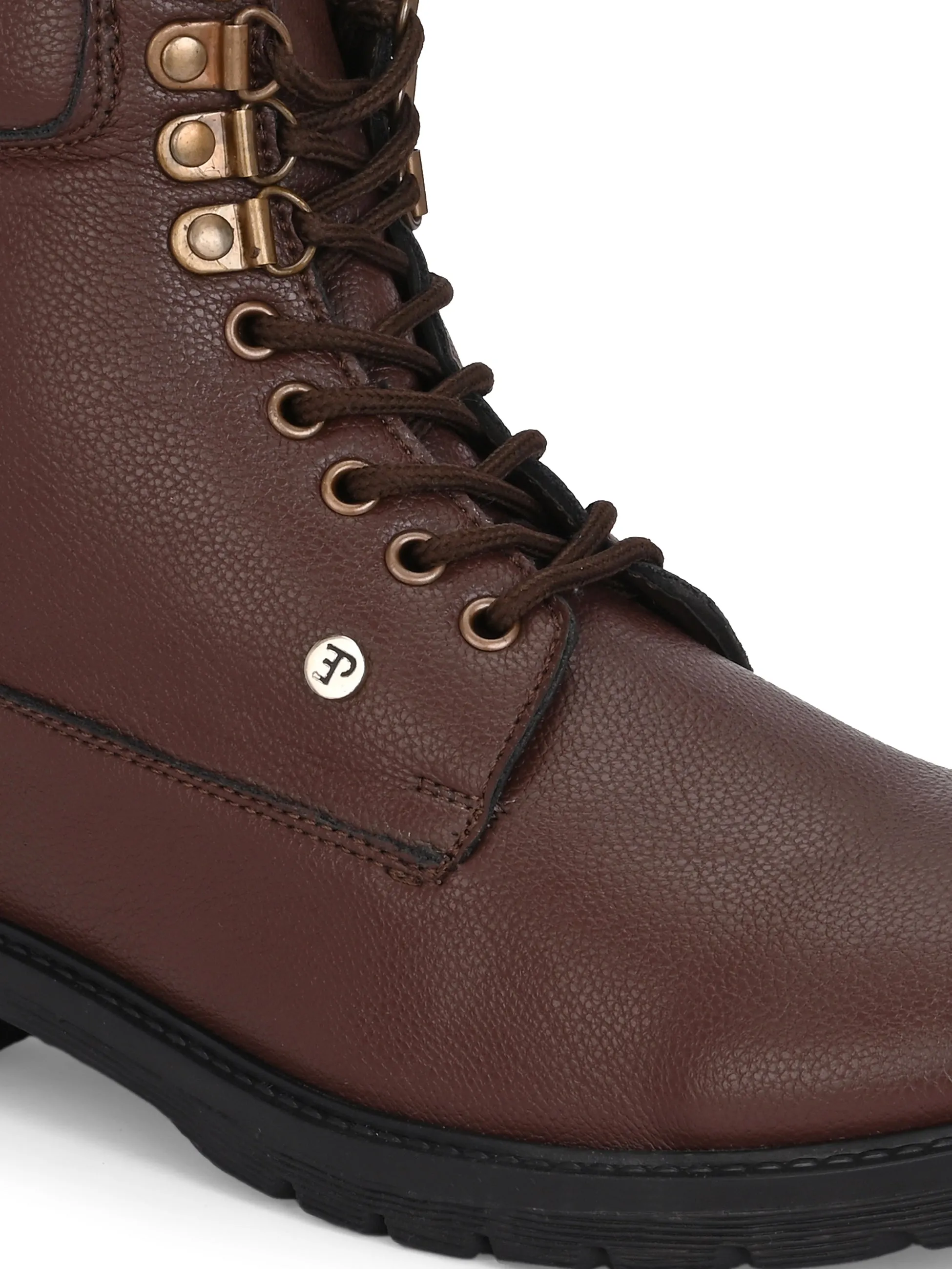 El Paso Men Faux Leather Casual Lace Up Boots