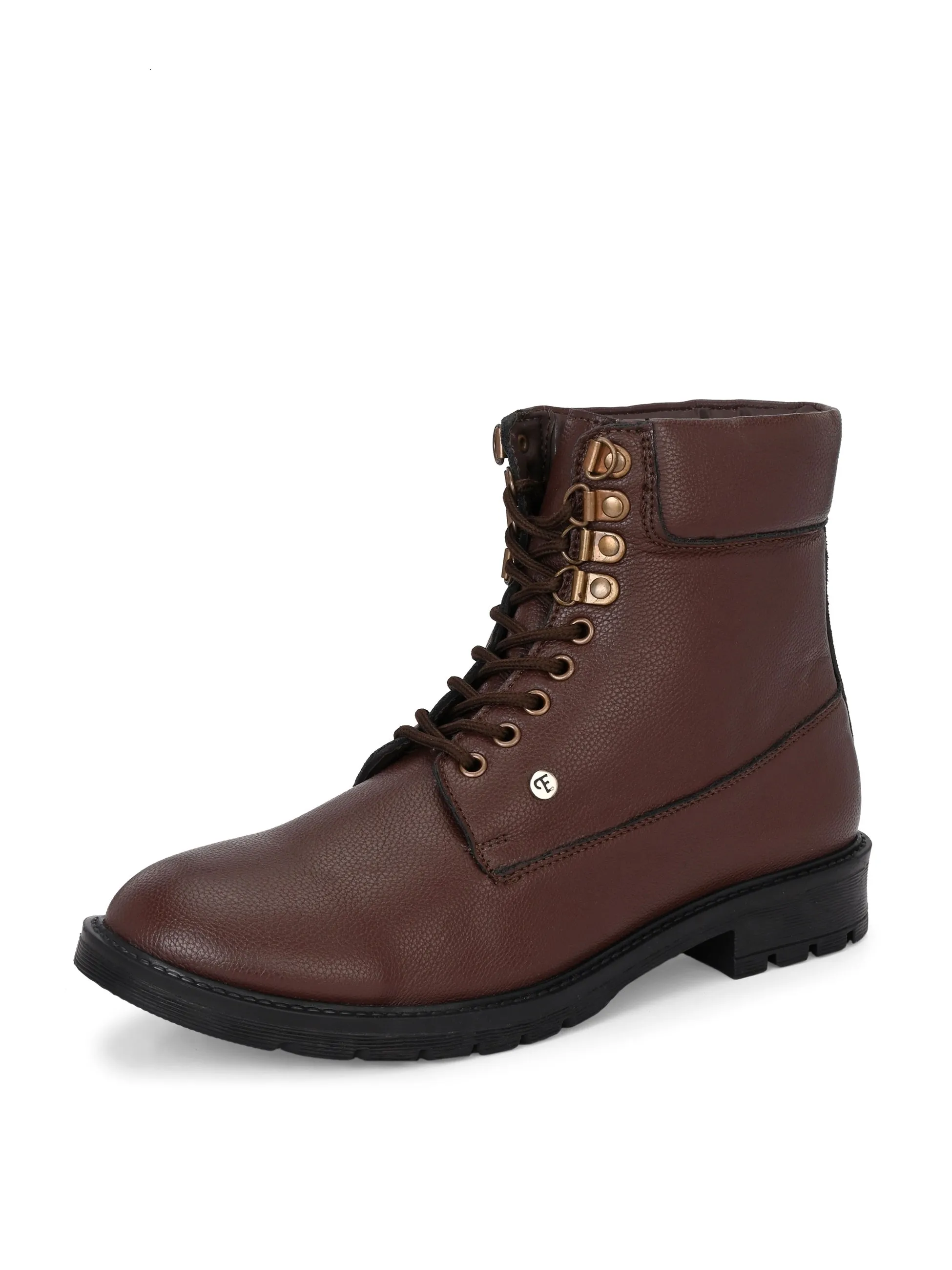 El Paso Men Faux Leather Casual Lace Up Boots
