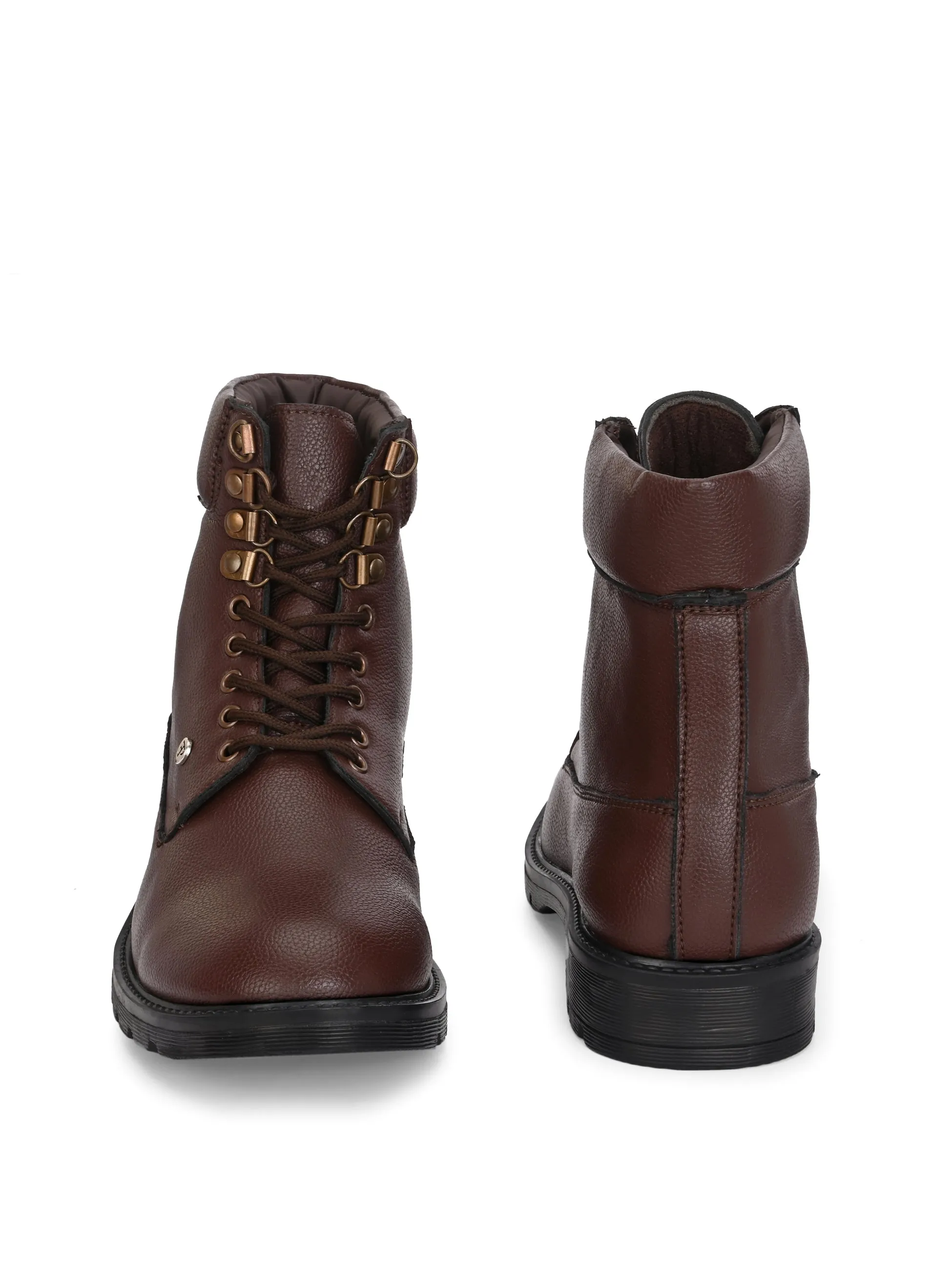 El Paso Men Faux Leather Casual Lace Up Boots