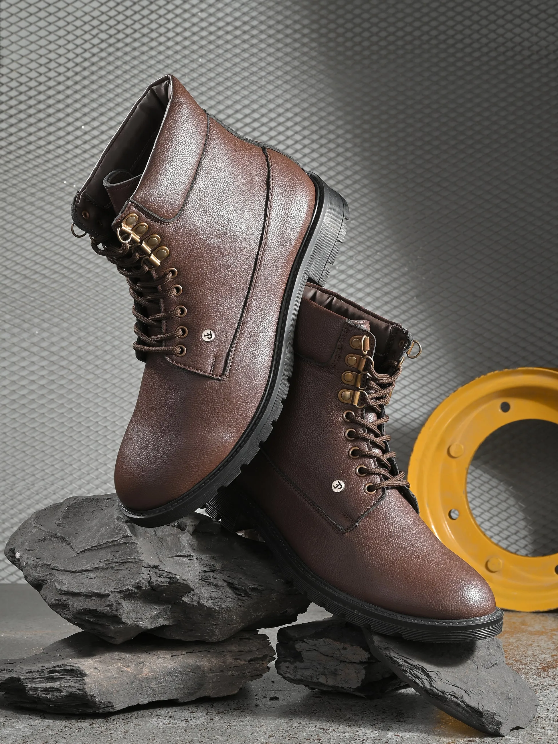 El Paso Men Faux Leather Casual Lace Up Boots