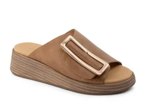 Ela Camel Leather Slide