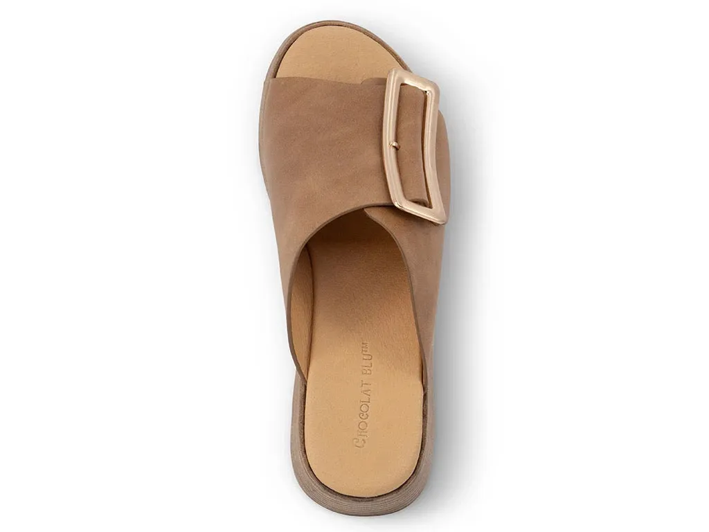 Ela Camel Leather Slide
