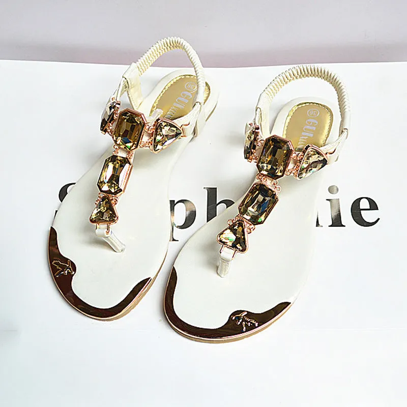 Elastic Band Crystal Flat Sandals