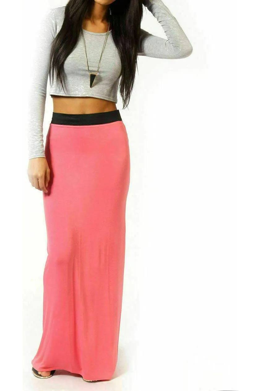 Elasticated Waist Long Maxi Skirt – Plus Size Pencil Style