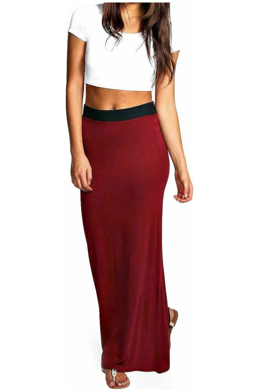 Elasticated Waist Long Maxi Skirt – Plus Size Pencil Style