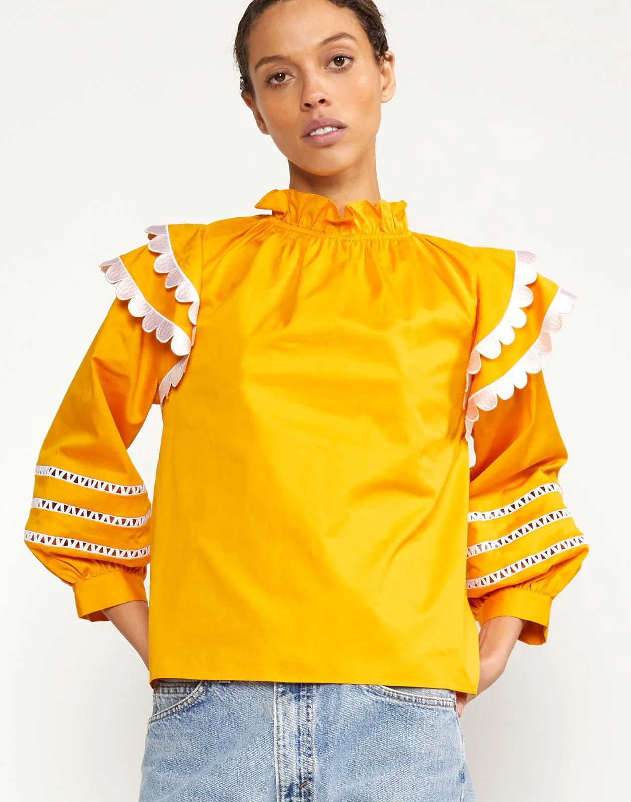 Elia Scallop Embroidered Top