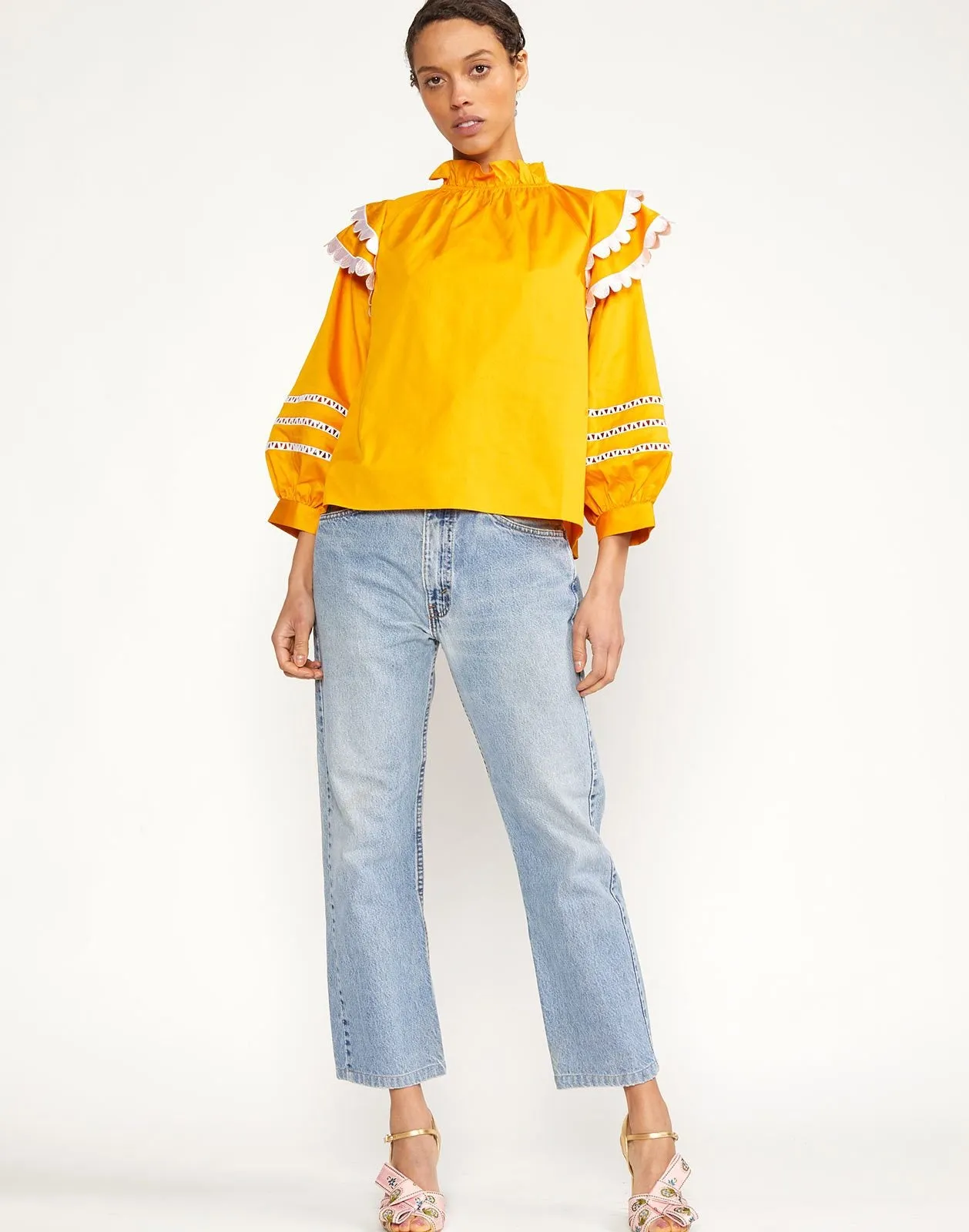 Elia Scallop Embroidered Top