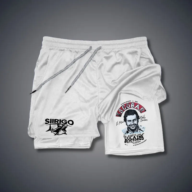 Escobar cocaine drug lord portrait 2 In 1 GYM PERFORMANCE SHORTS