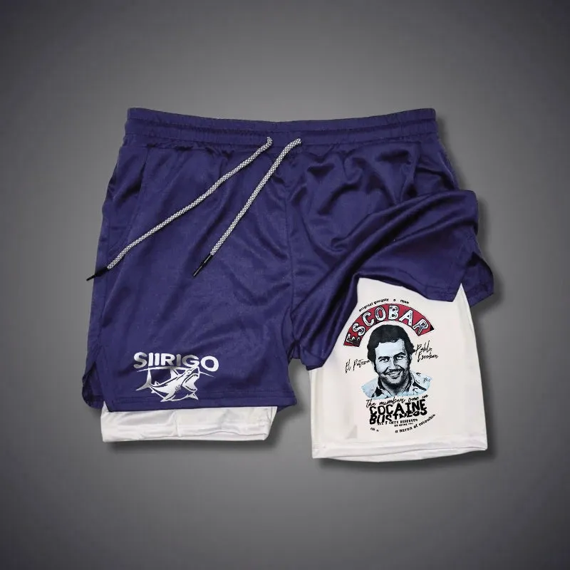 Escobar cocaine drug lord portrait 2 In 1 GYM PERFORMANCE SHORTS