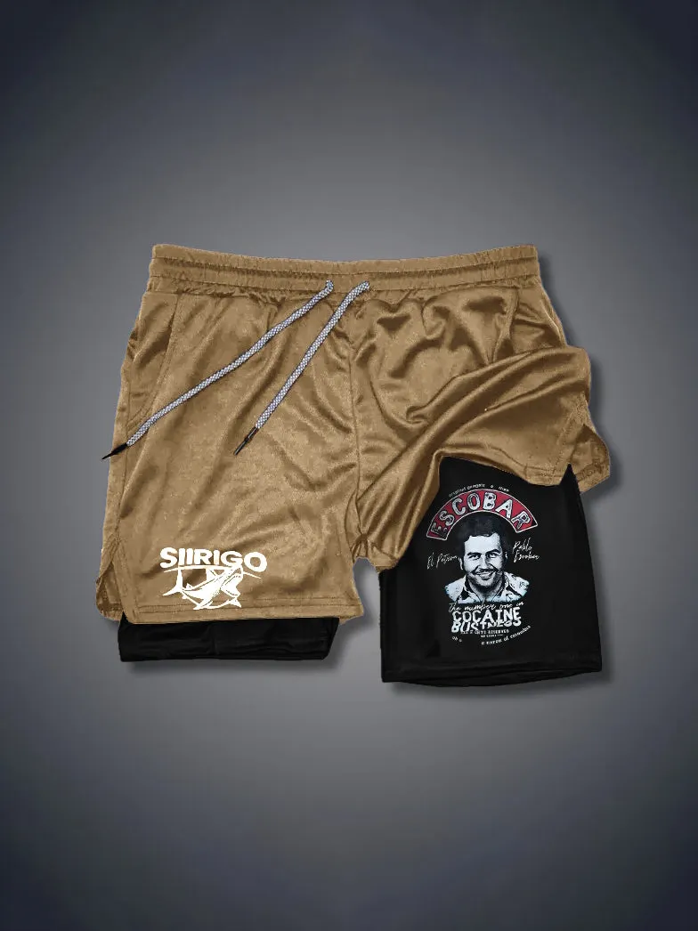 Escobar cocaine drug lord portrait 2 In 1 GYM PERFORMANCE SHORTS