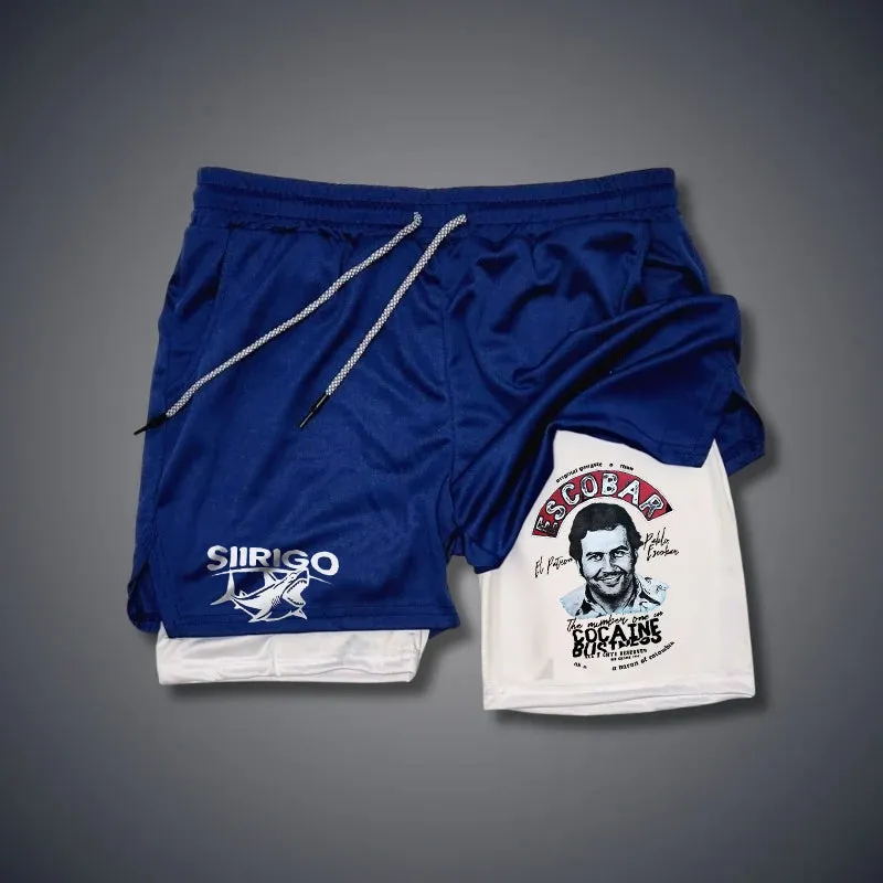 Escobar cocaine drug lord portrait 2 In 1 GYM PERFORMANCE SHORTS