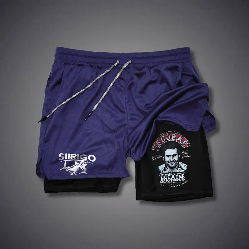 Escobar cocaine drug lord portrait 2 In 1 GYM PERFORMANCE SHORTS