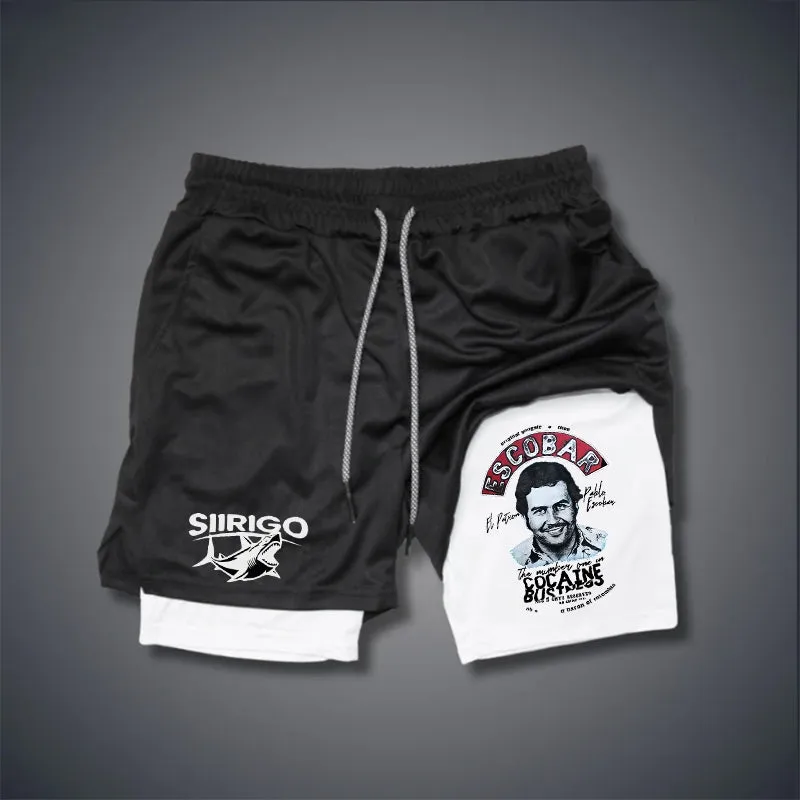 Escobar cocaine drug lord portrait 2 In 1 GYM PERFORMANCE SHORTS