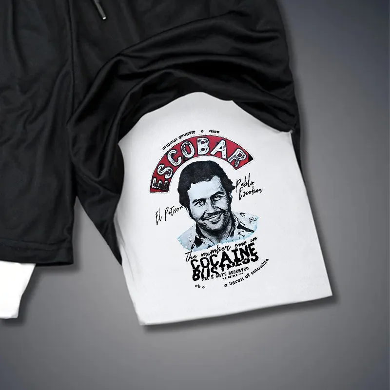 Escobar cocaine drug lord portrait 2 In 1 GYM PERFORMANCE SHORTS