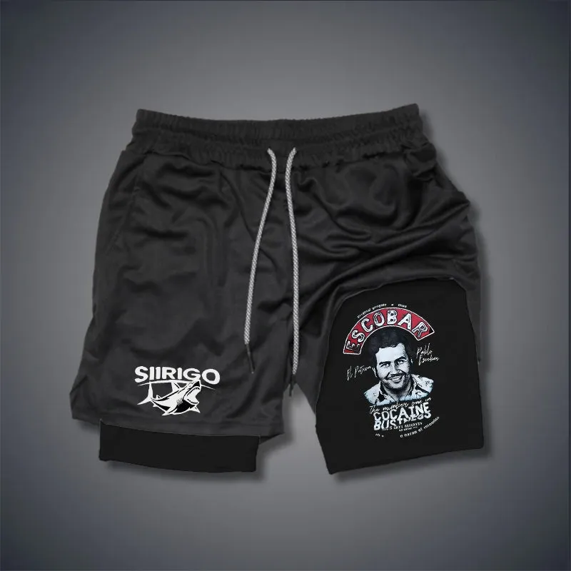 Escobar cocaine drug lord portrait 2 In 1 GYM PERFORMANCE SHORTS