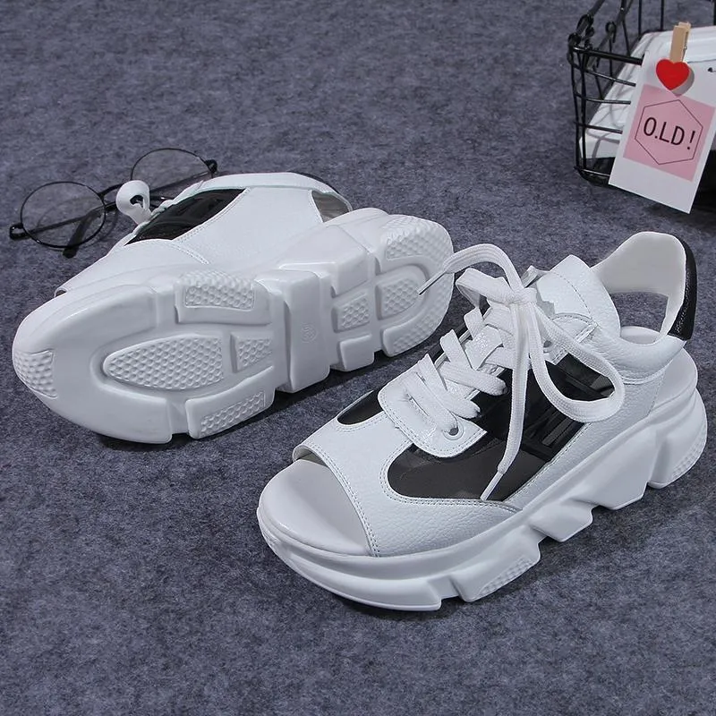 Fashion Women Sandals Platform Wedges Women Shoes Thick Heel Lace Up Sandals