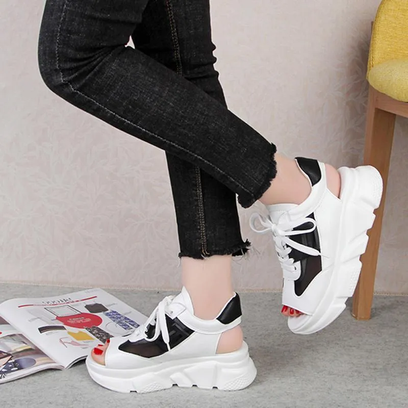 Fashion Women Sandals Platform Wedges Women Shoes Thick Heel Lace Up Sandals