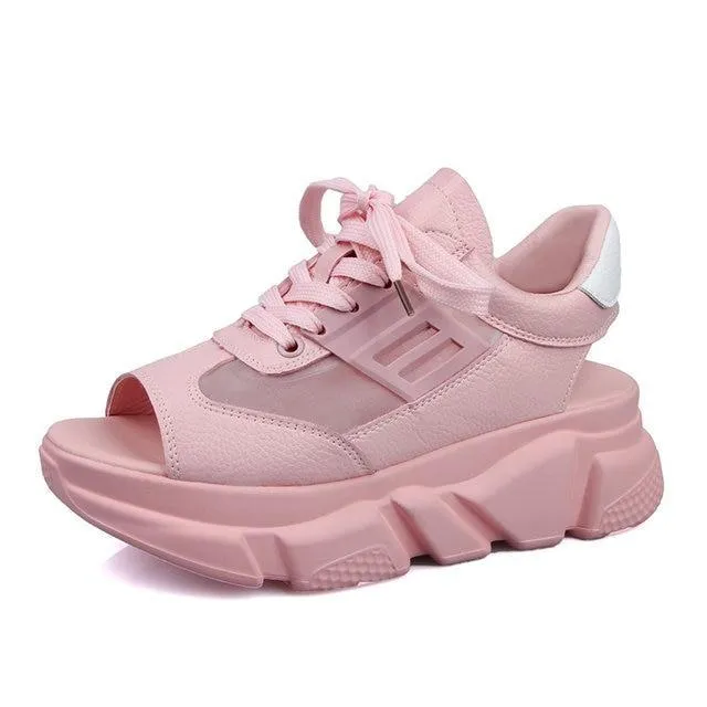 Fashion Women Sandals Platform Wedges Women Shoes Thick Heel Lace Up Sandals