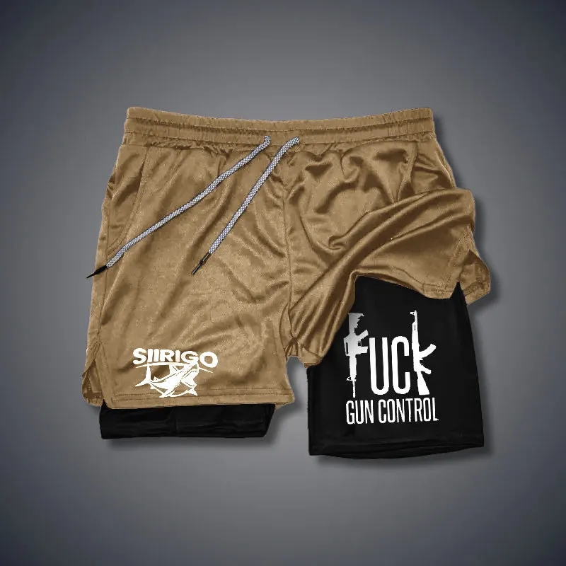 FUCK GUN CONTROL 2 In 1 GYM PERFORMANCE SHORTS