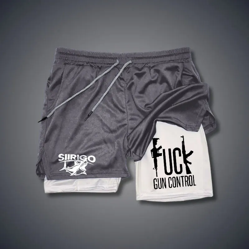 FUCK GUN CONTROL 2 In 1 GYM PERFORMANCE SHORTS