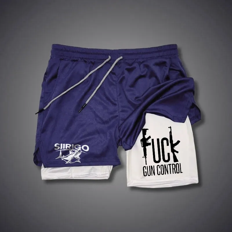 FUCK GUN CONTROL 2 In 1 GYM PERFORMANCE SHORTS