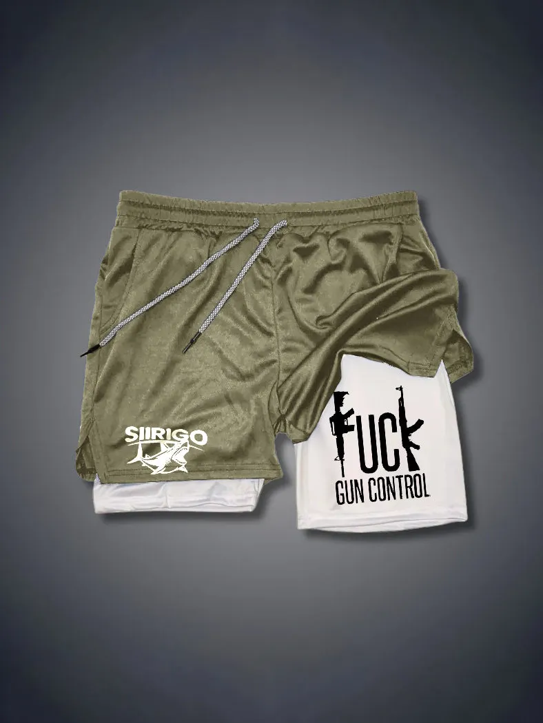 FUCK GUN CONTROL 2 In 1 GYM PERFORMANCE SHORTS