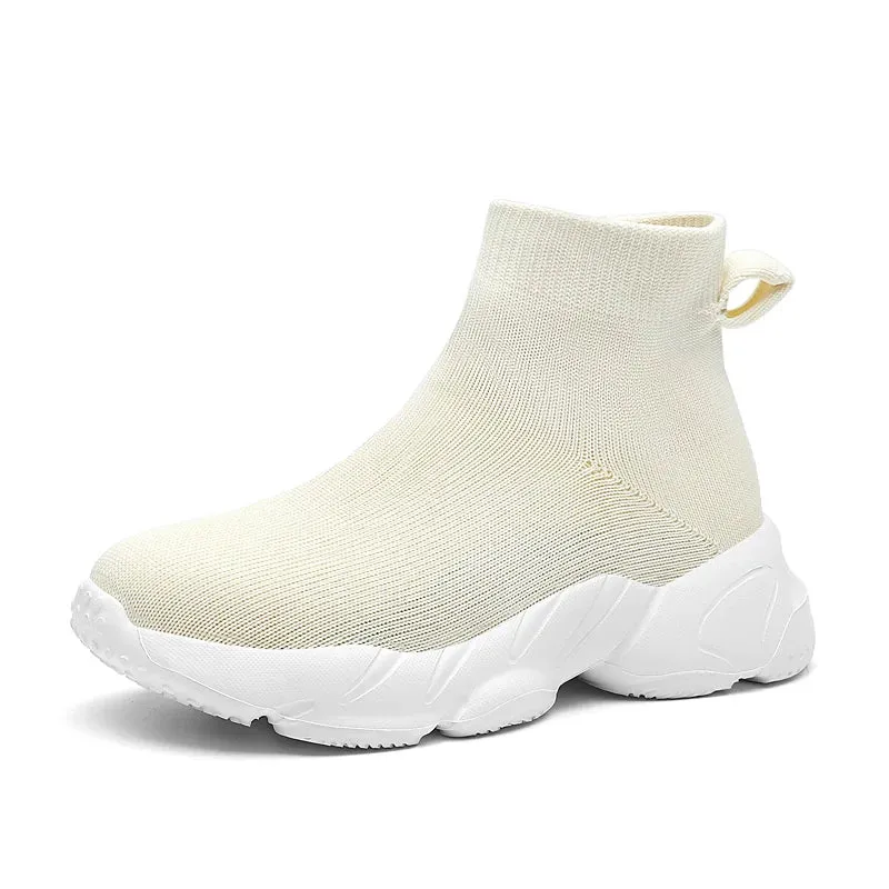 Girls Fashion Knit High Top Sneakers