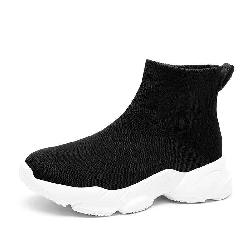 Girls Fashion Knit High Top Sneakers
