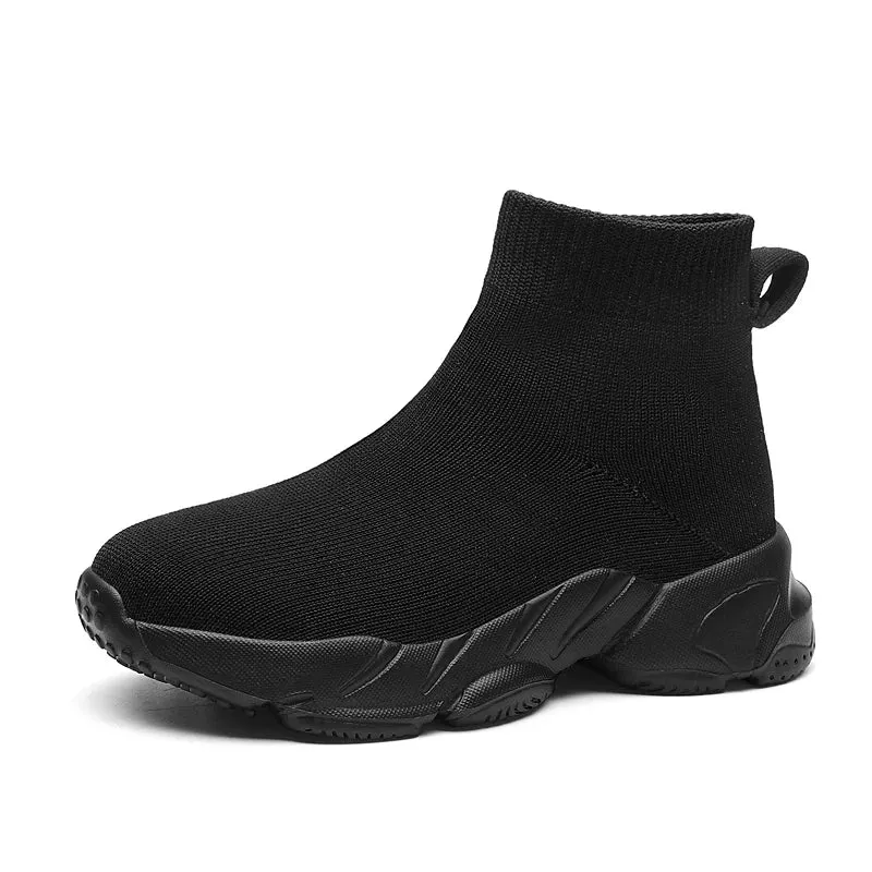 Girls Fashion Knit High Top Sneakers