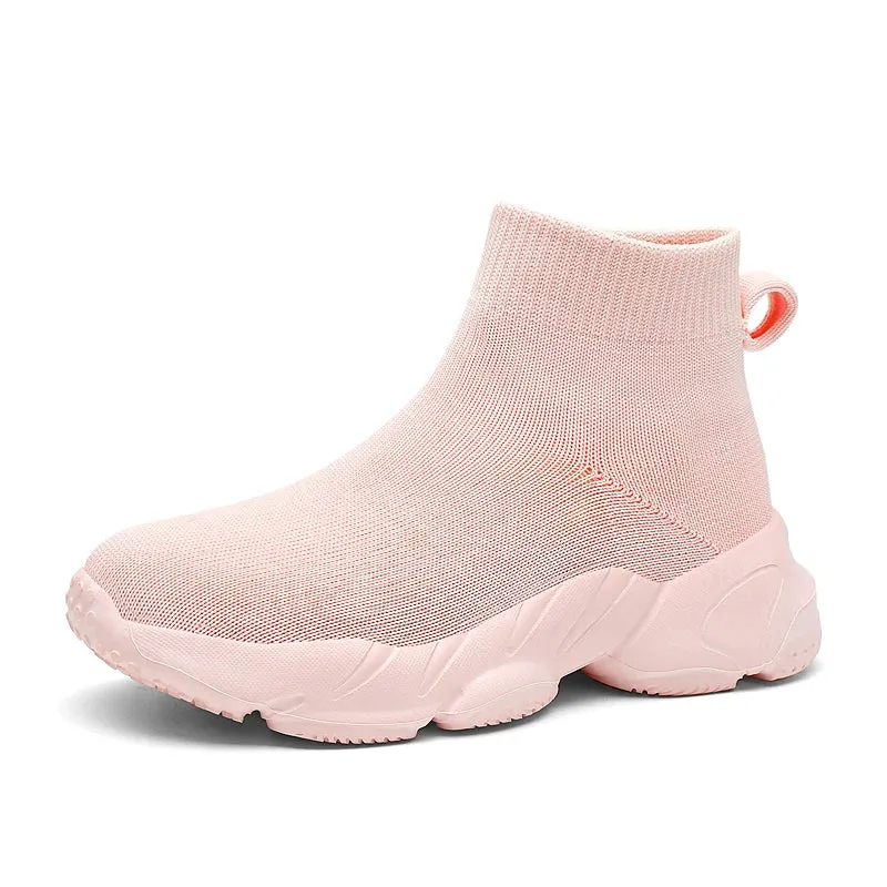 Girls Fashion Knit High Top Sneakers