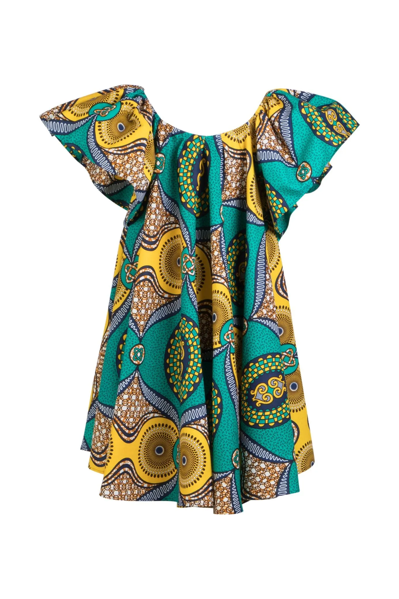 GREEN & YELLOW OFF THE SHOULDER DRESS
