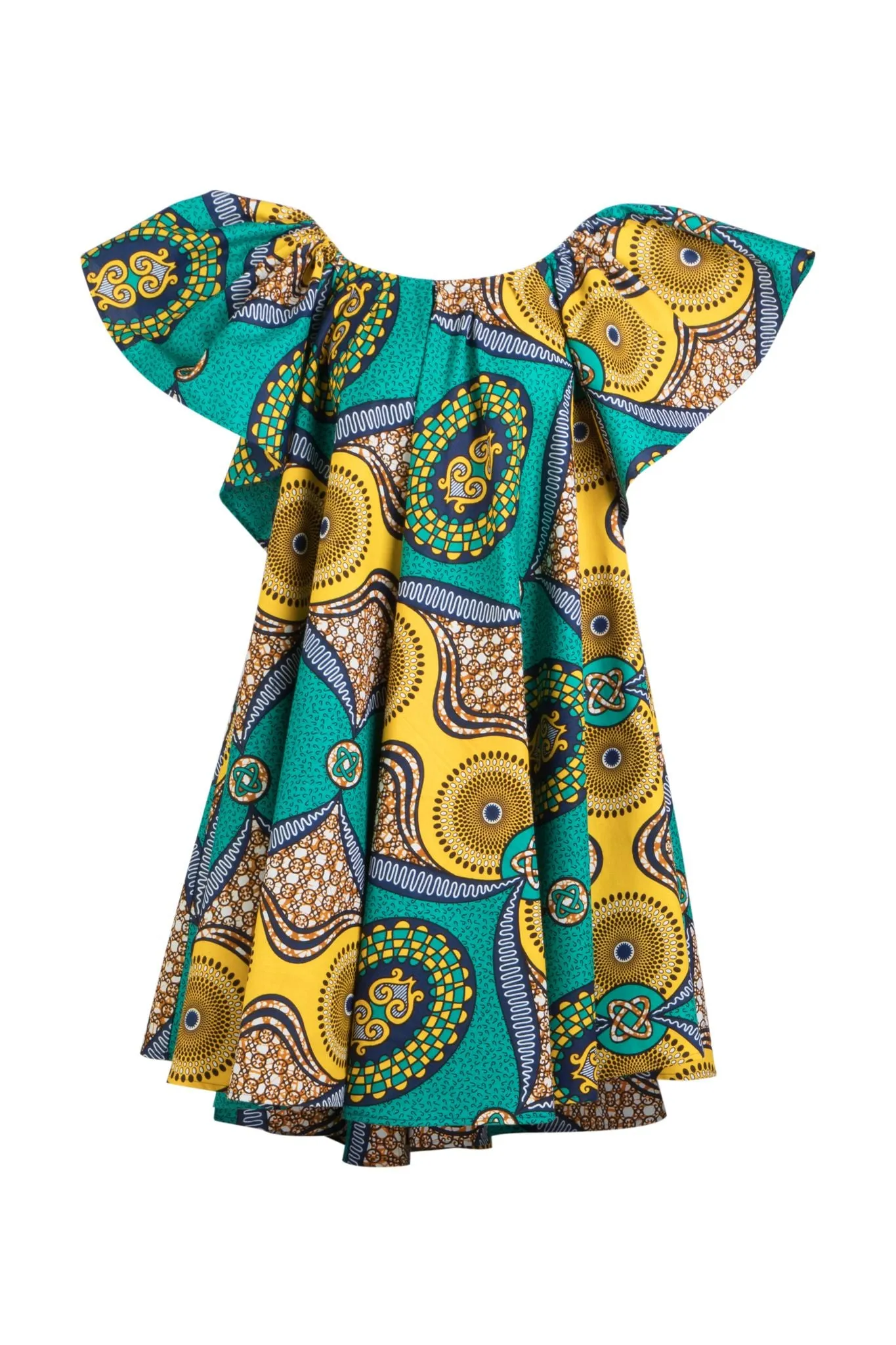 GREEN & YELLOW OFF THE SHOULDER DRESS