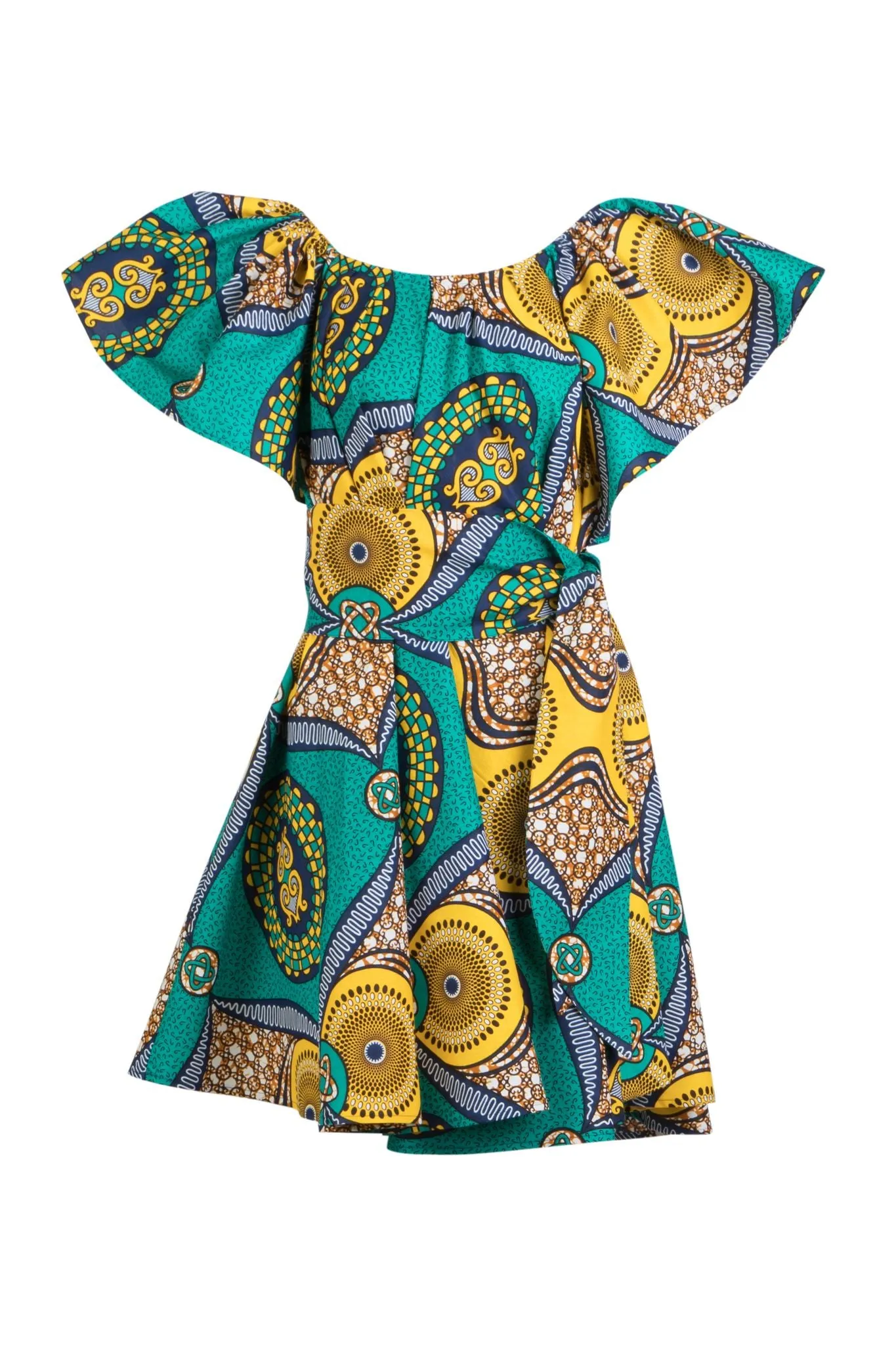 GREEN & YELLOW OFF THE SHOULDER DRESS