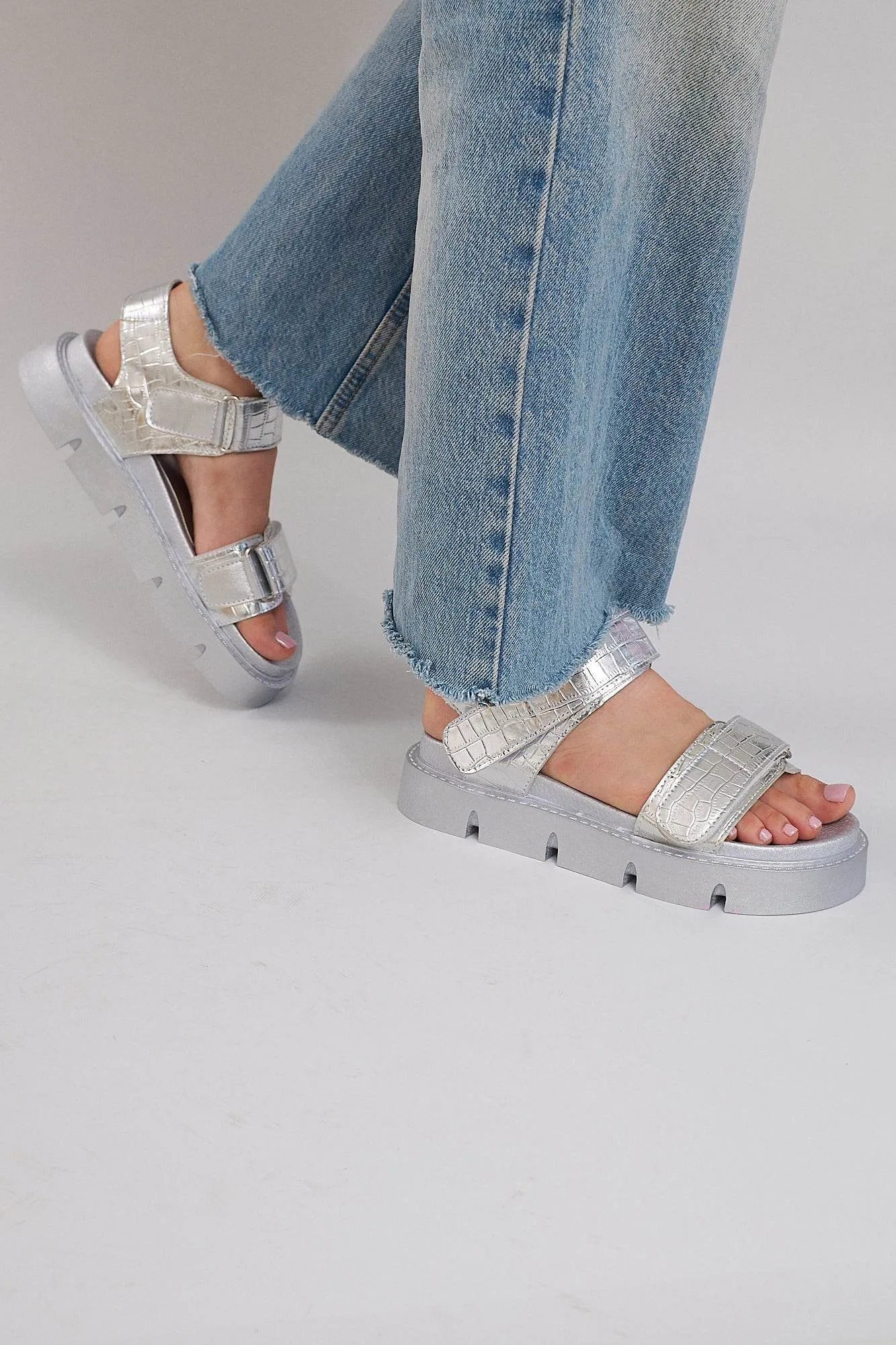 Haarlem Chunky Platform Sandals - Silver