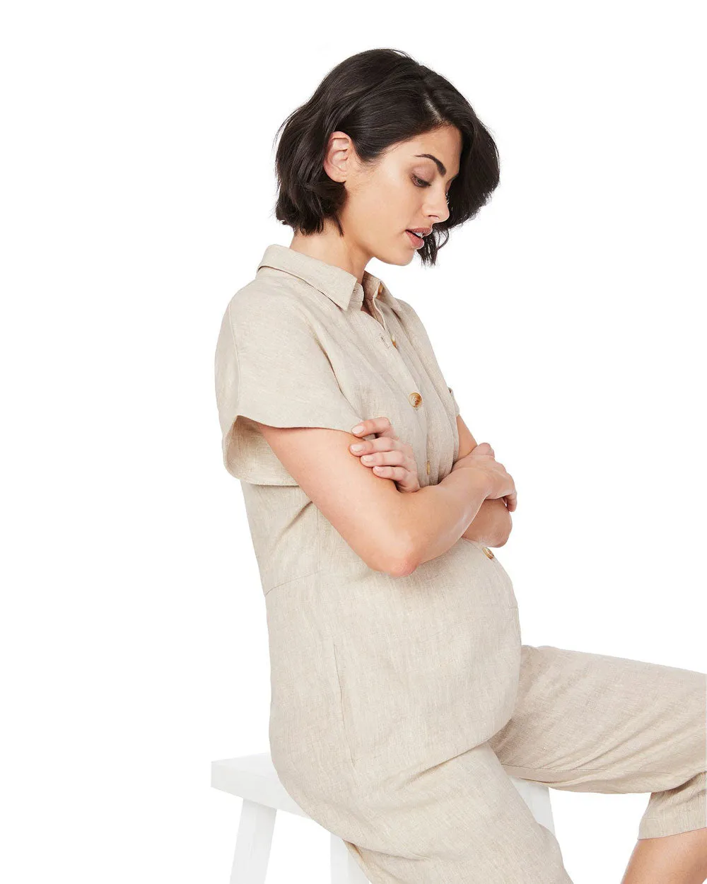 Lily Buttoned Jumpsuit - Nude