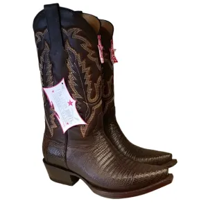 Los Altos Genuine Brown Lizard Teju with Snip Toe